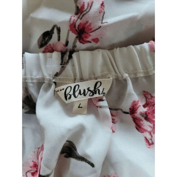 Blush womens white floral cold shoulder tunic blouse size L - Picture 7 of 7
